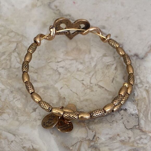 Alex and Ani Gypsy 66 Heart Wrap Antiqued Gold Finish Bracelet - Picture 3 of 11